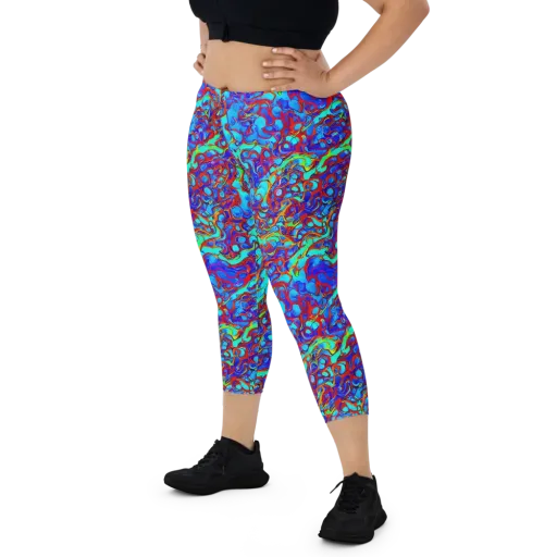 Aqua Anarchy on a Capri Leggings