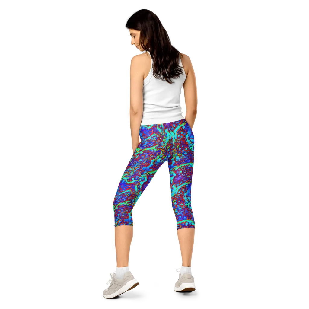 Aqua Anarchy on Capri Leggings — Back