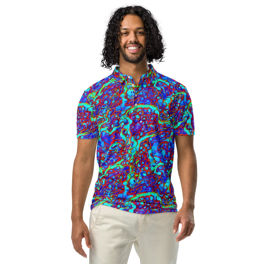 Aqua Anarchy on Men's Slim Fit Polo Shirt — Front
