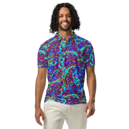 Aqua Anarchy on a Men's Slim Fit Polo Shirt