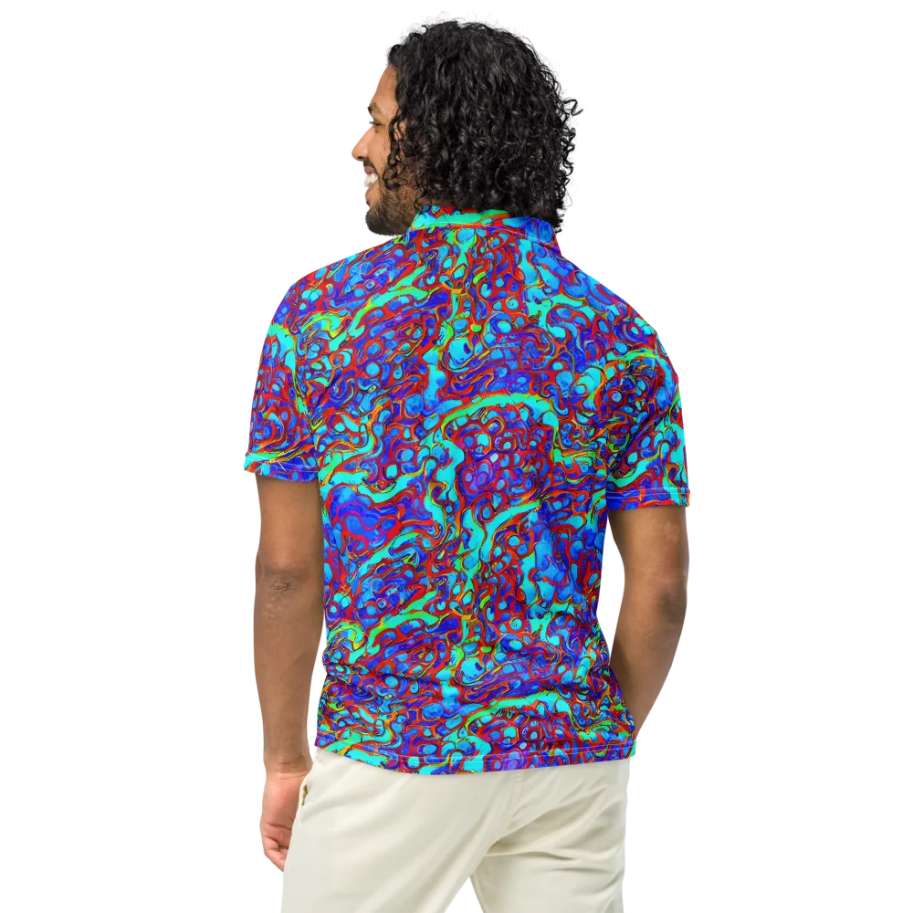 Aqua Anarchy on Men's Slim Fit Polo Shirt — Back