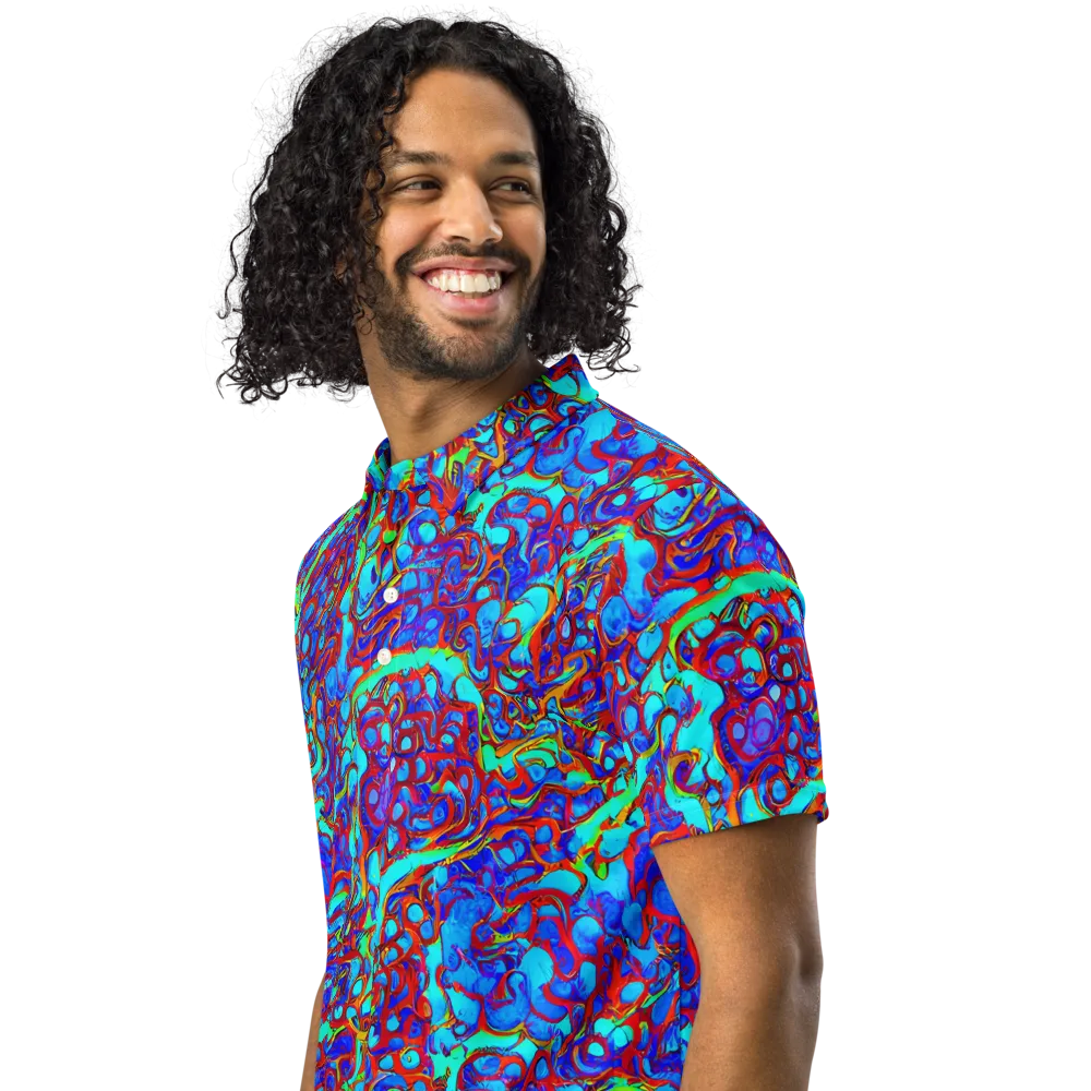 Aqua Anarchy on Men's Slim Fit Polo Shirt — Left Front