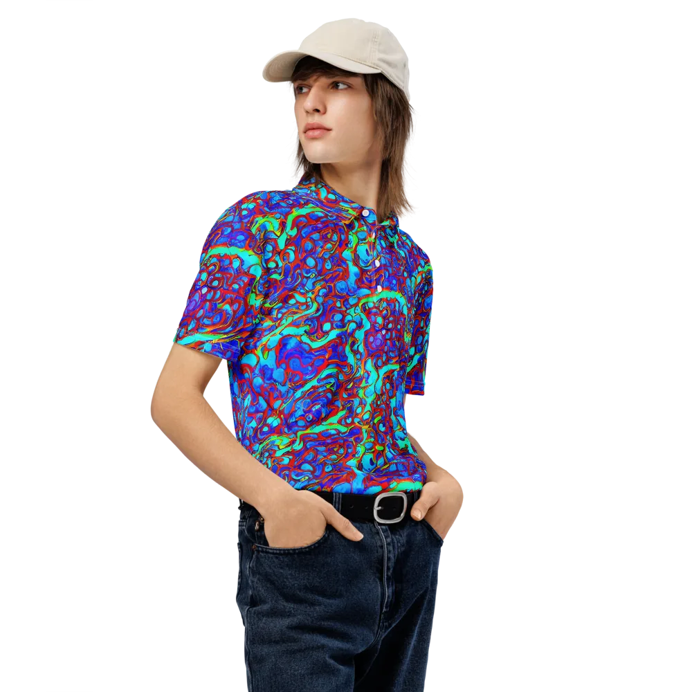 Aqua Anarchy on Men's Slim Fit Polo Shirt — Right Front