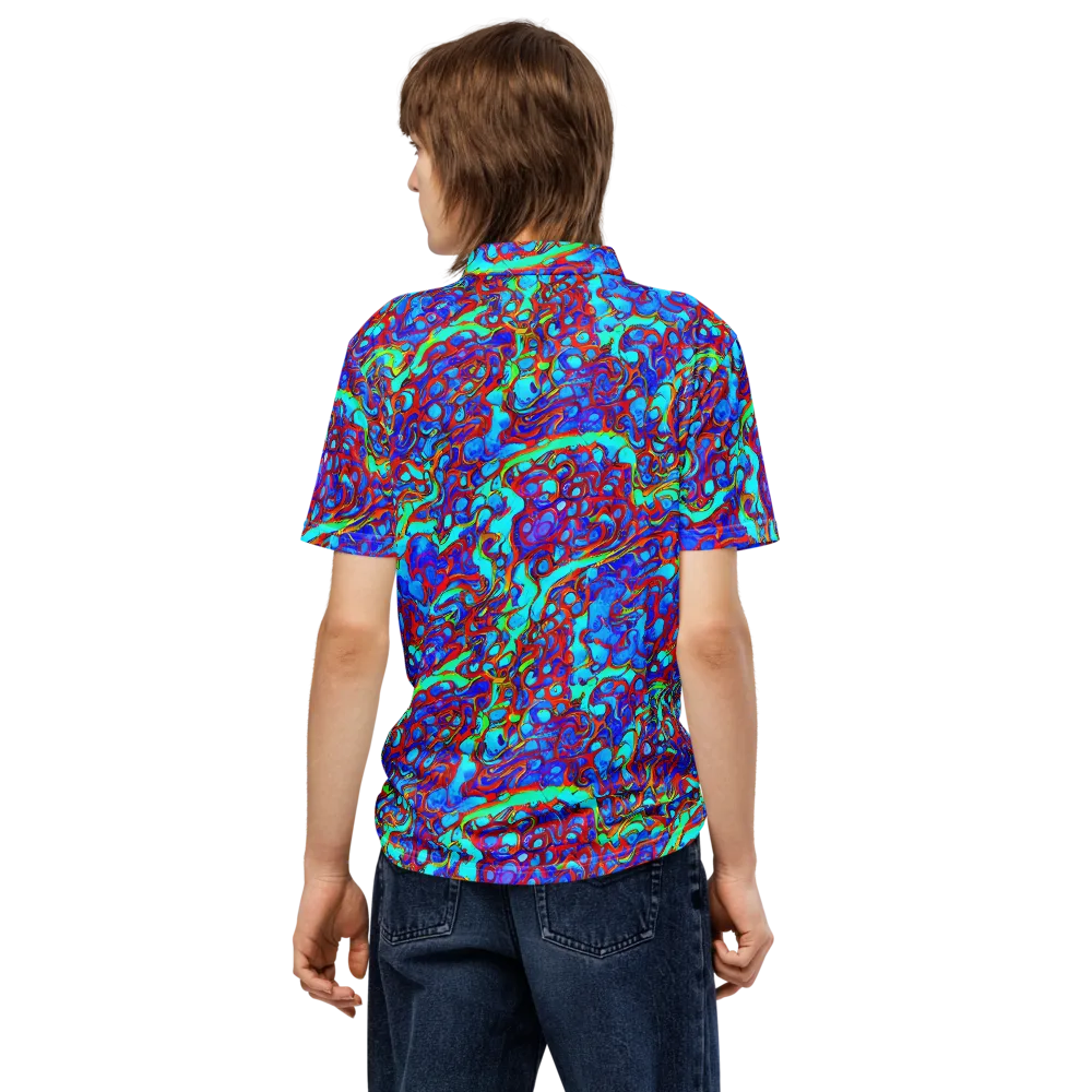 Aqua Anarchy on Men's Slim Fit Polo Shirt — Back