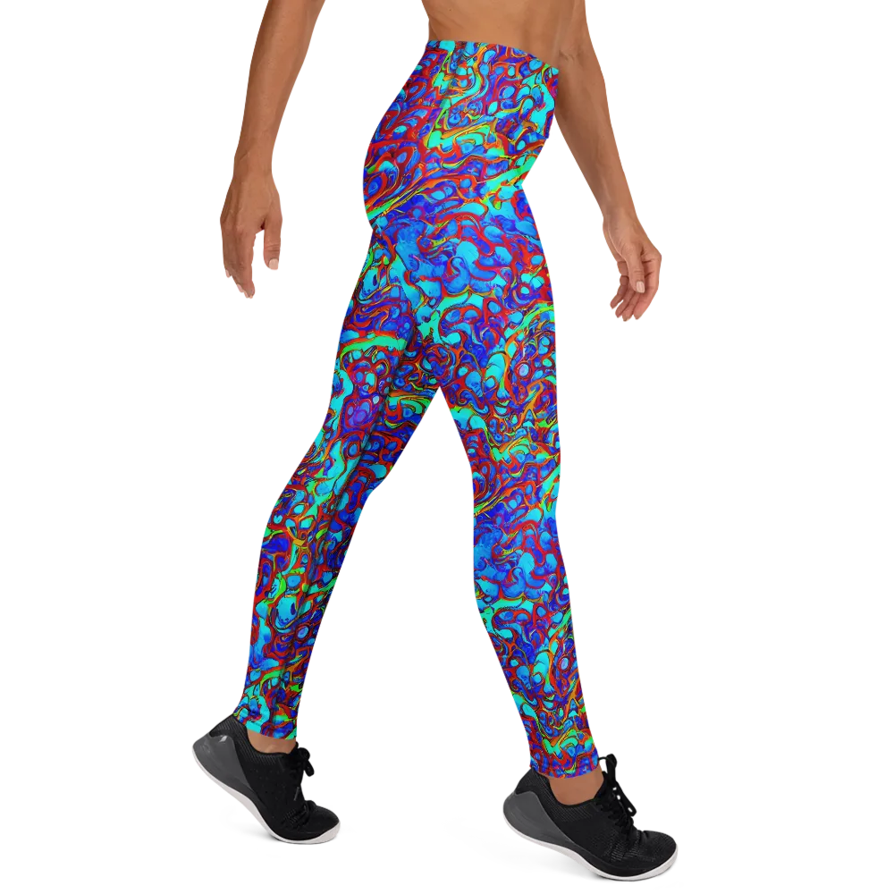 Aqua Anarchy on Yoga Leggings — Right