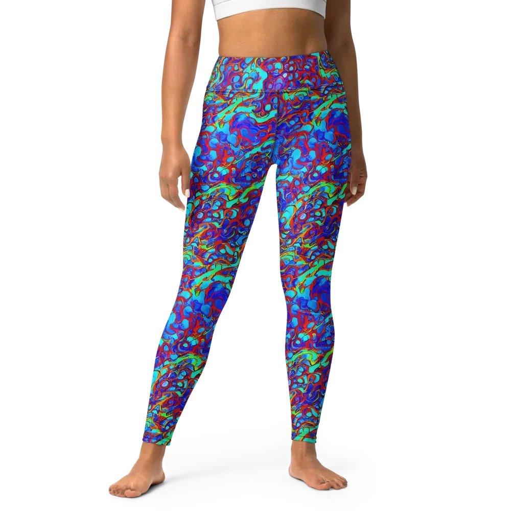 Aqua Anarchy on Yoga Leggings — Front