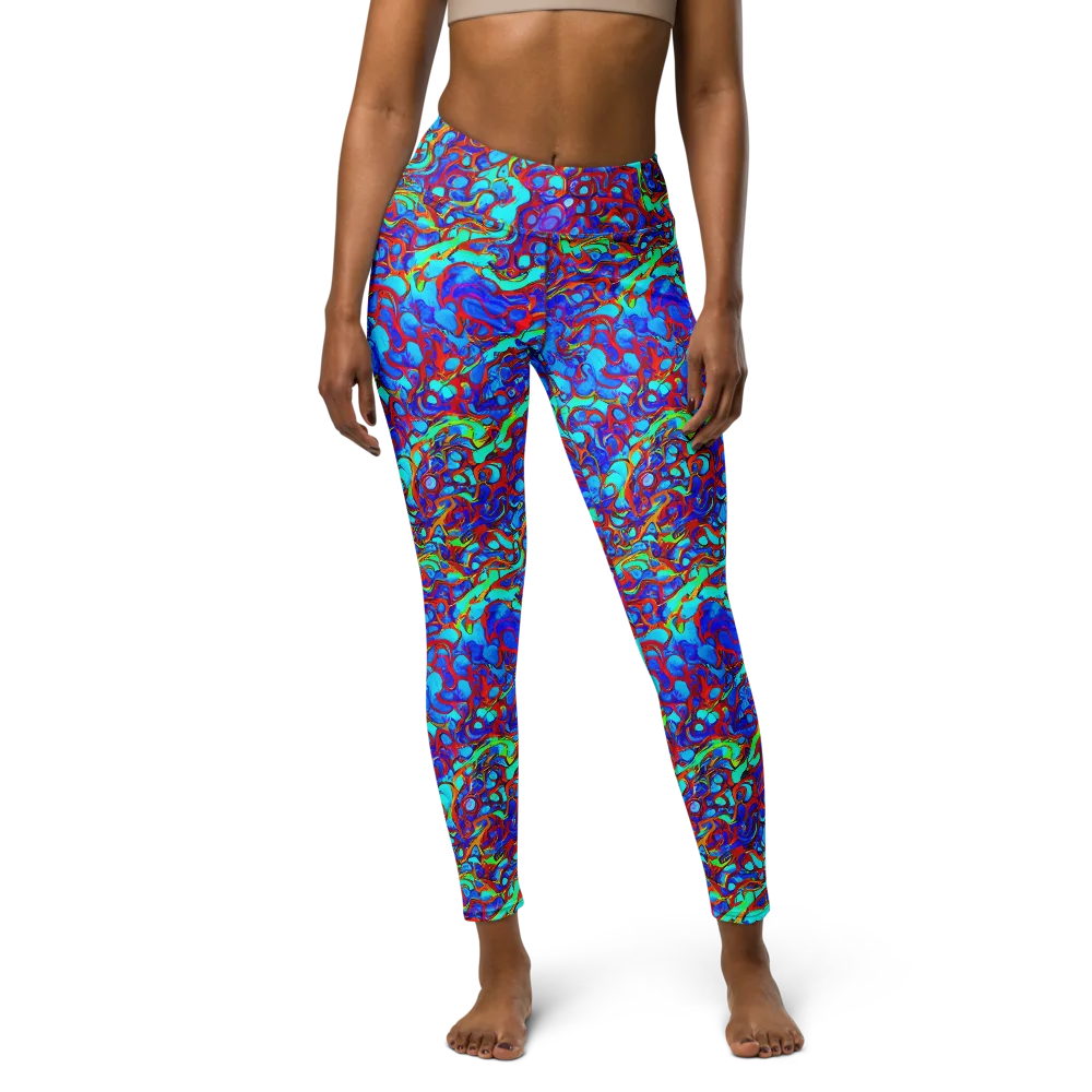Aqua Anarchy on Yoga Leggings — Front