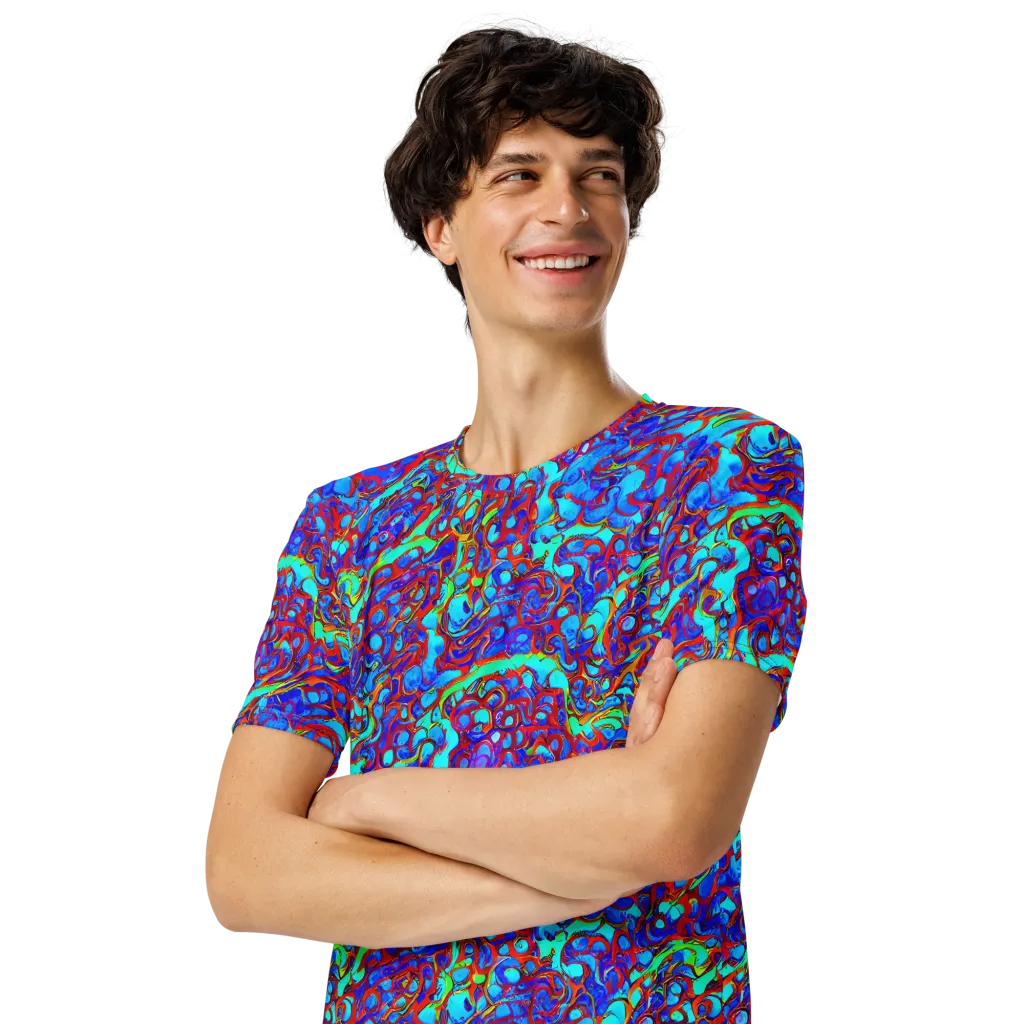 Aqua Anarchy on Men's Crew Neck T-Shirt — Left Front