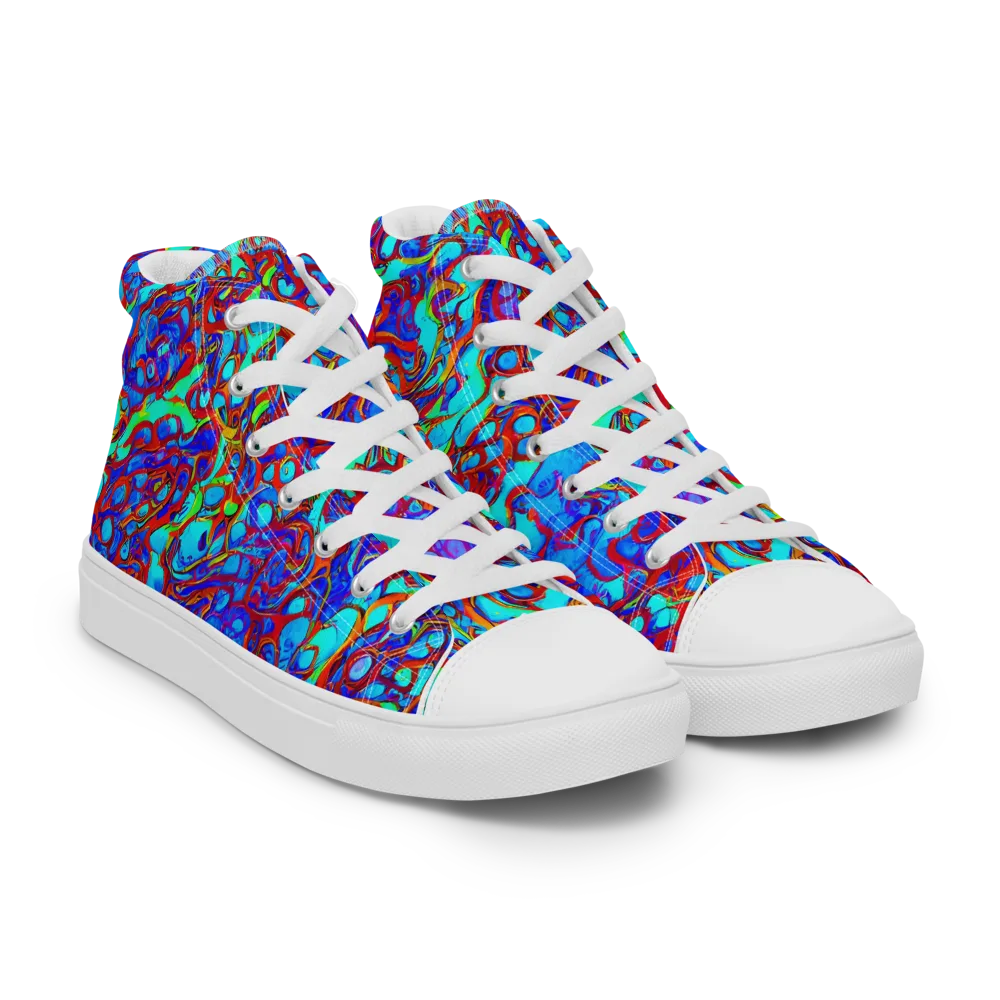 Aqua Anarchy on Men's High Top Canvas Shoes — Right Front