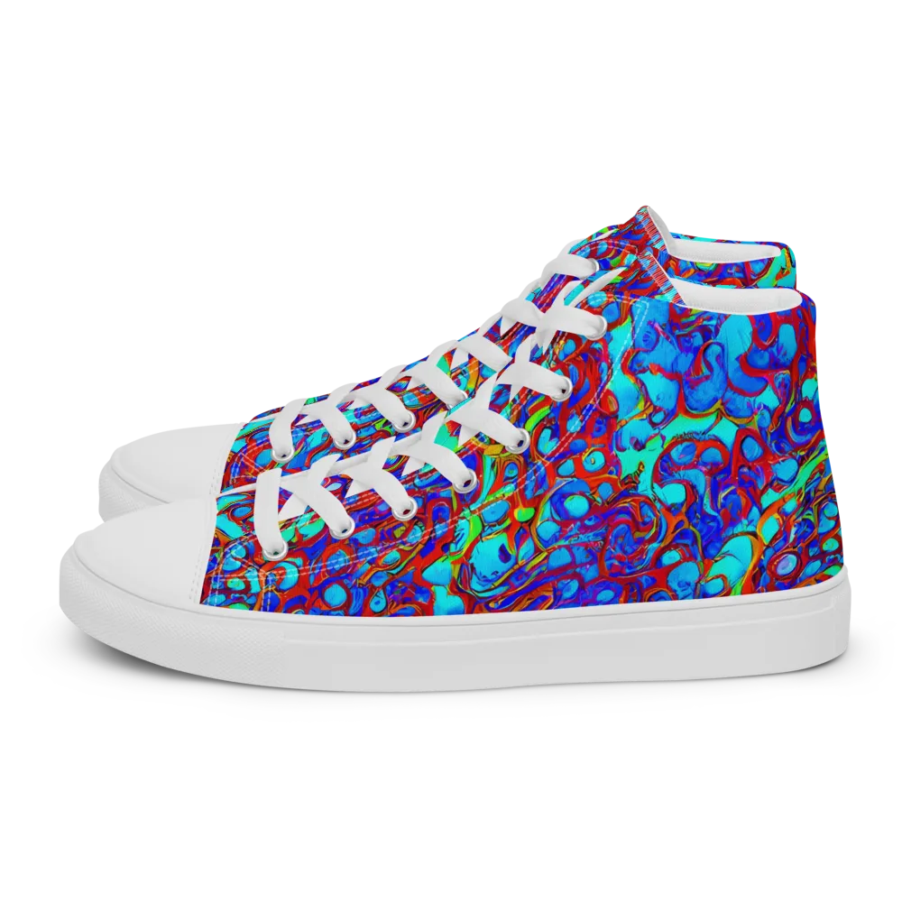 Aqua Anarchy on Men's High Top Canvas Shoes — Left