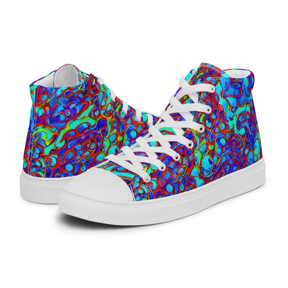 Aqua Anarchy on Men's High Top Canvas Shoes — Left