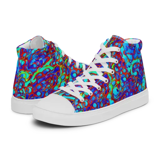 Aqua Anarchy on a Men's High Top Canvas Shoes