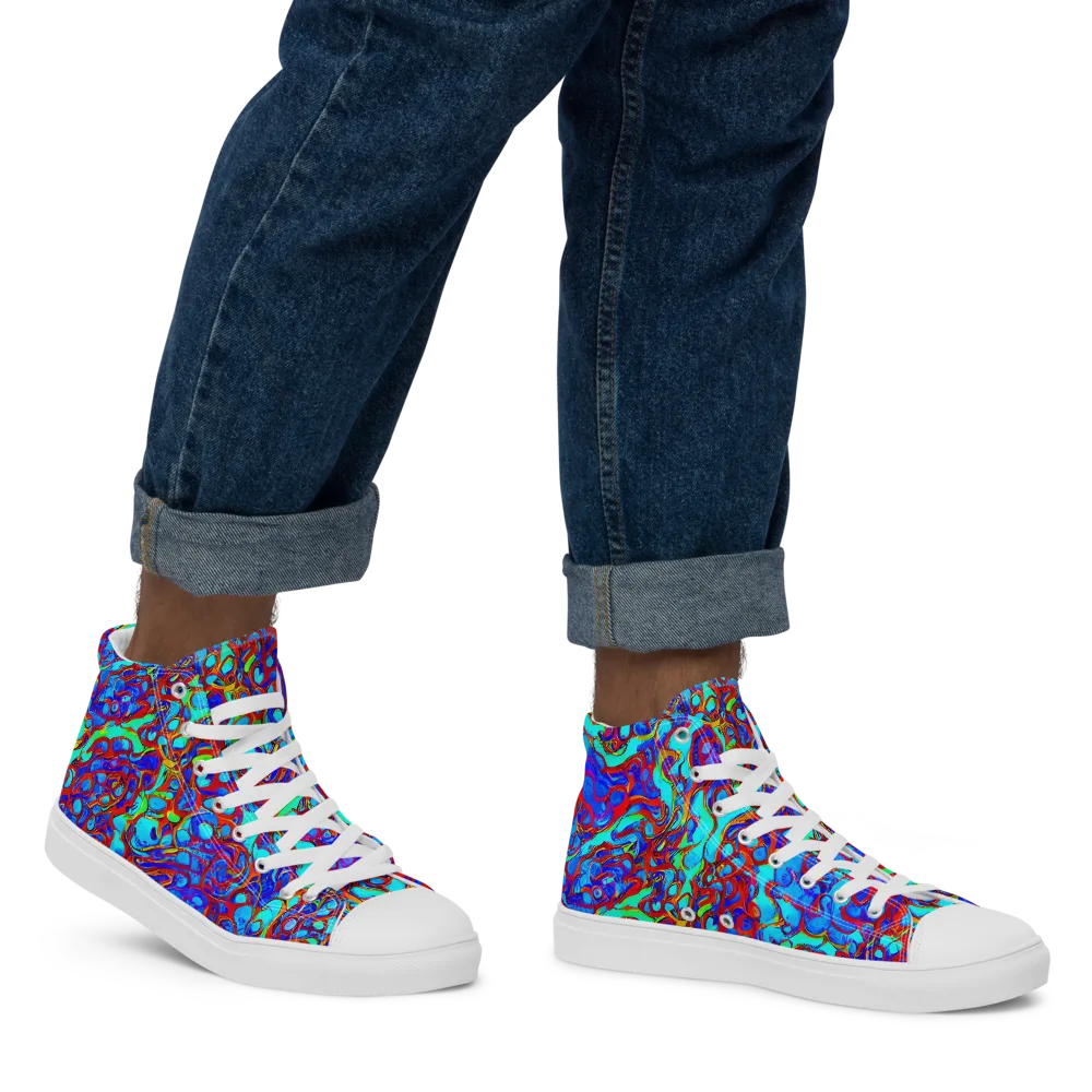 Aqua Anarchy on Men's High Top Canvas Shoes — Right