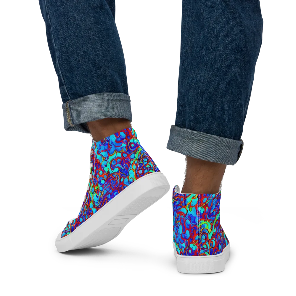 Aqua Anarchy on Men's High Top Canvas Shoes — Back
