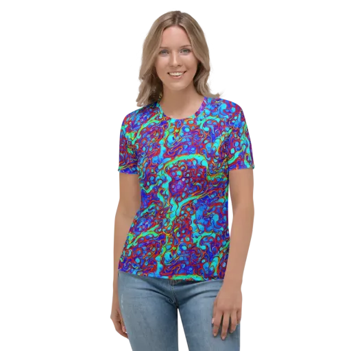 Aqua Anarchy on a Women's Crew Neck T-Shirt
