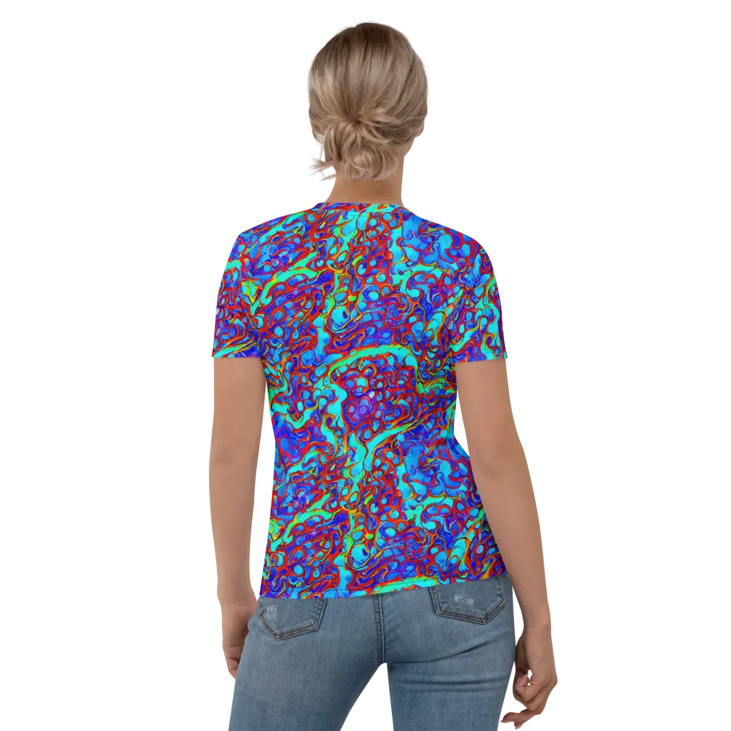 Aqua Anarchy on Women's Crew Neck T-Shirt — Back