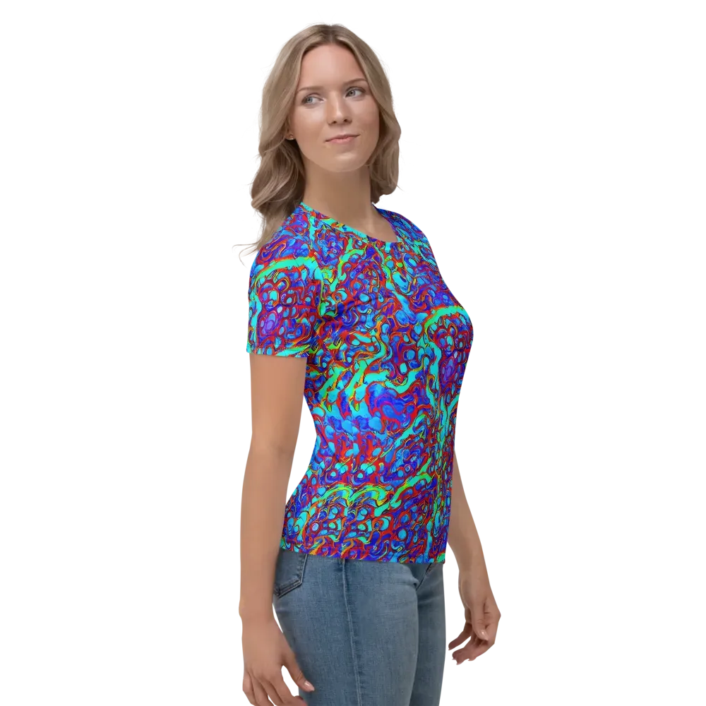 Aqua Anarchy on Women's Crew Neck T-Shirt — Right