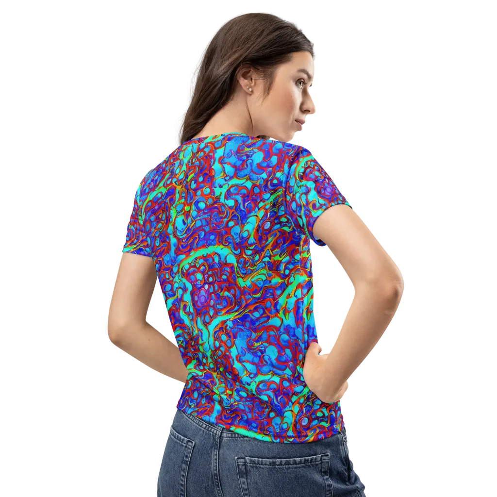 Aqua Anarchy on Women's Crew Neck T-Shirt — Back