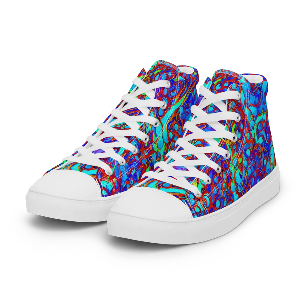 Aqua Anarchy on Women's High Top Canvas Shoes — Left Front