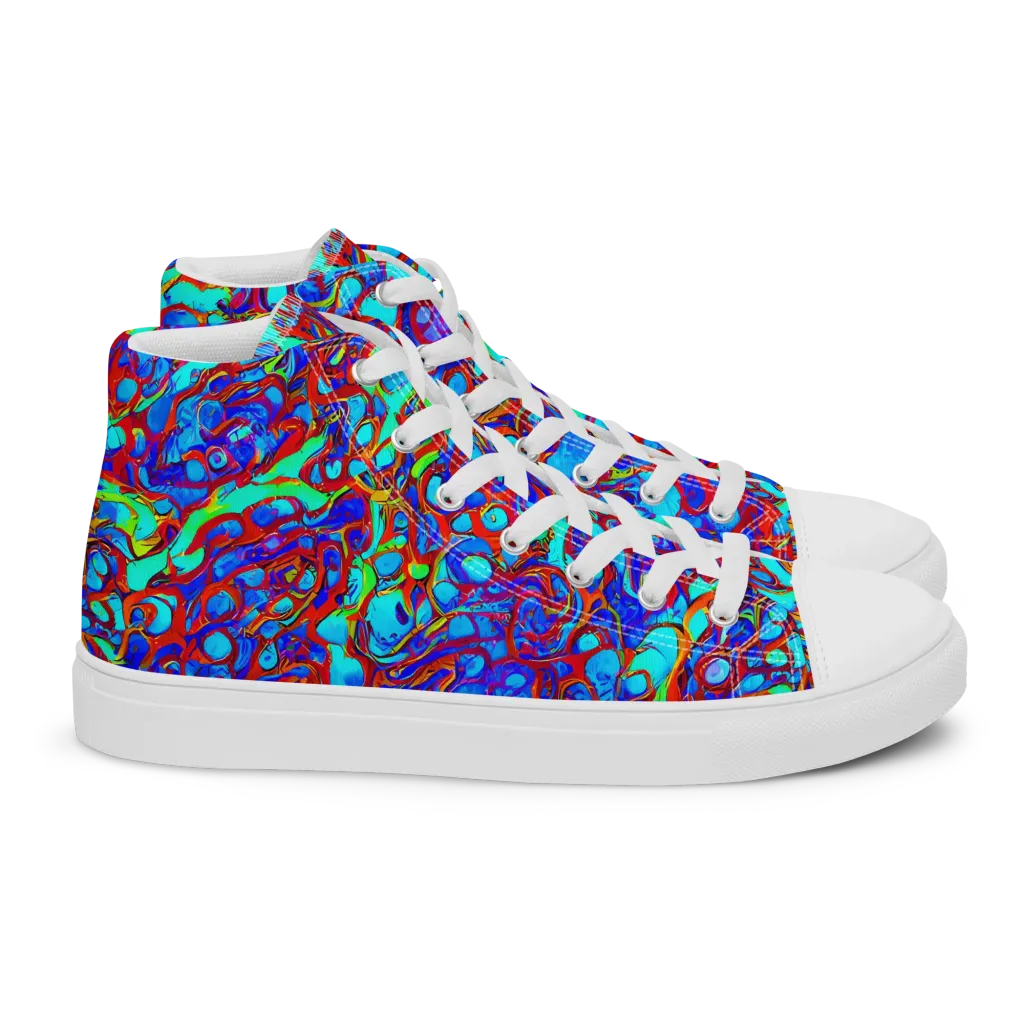 Aqua Anarchy on Women's High Top Canvas Shoes — Right