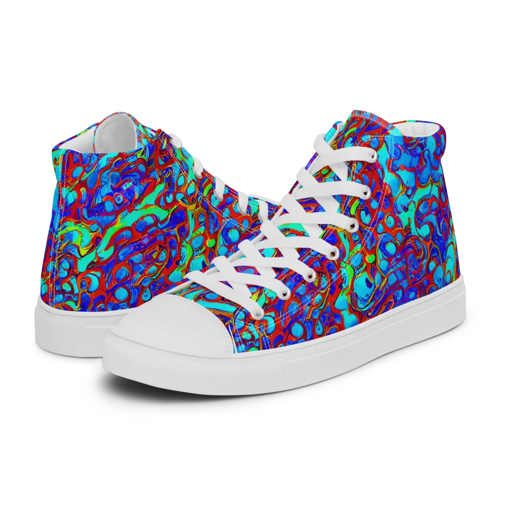 Aqua Anarchy on Women's High Top Canvas Shoes — Left