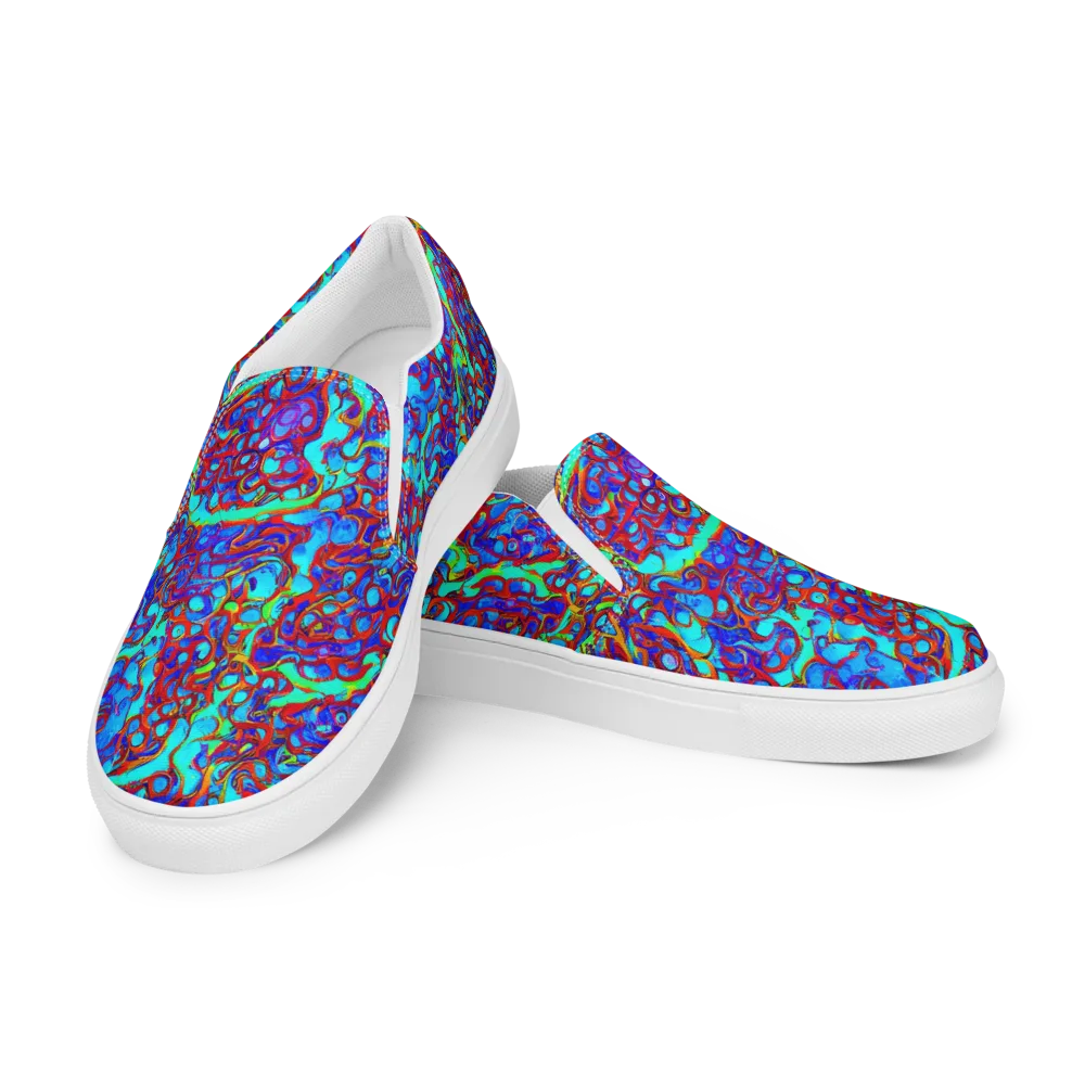 Aqua Anarchy on Men's Slip-On Canvas Shoes — Left Front