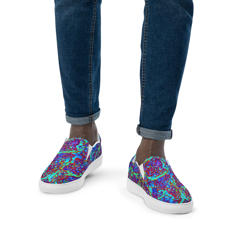 Aqua Anarchy on Men's Slip-On Canvas Shoes — Front