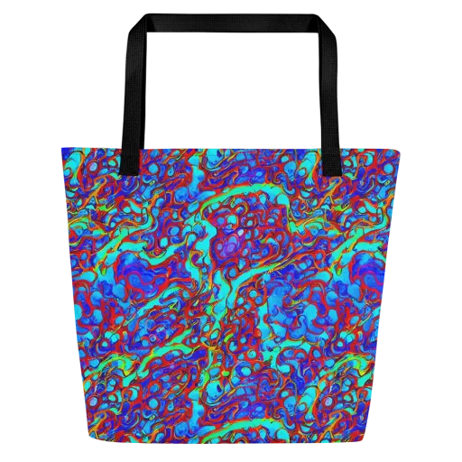 Aqua Anarchy on a Large Tote Bag W/ Pocket