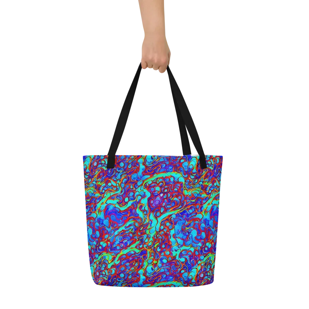 Aqua Anarchy on Large Tote Bag W/ Pocket — Front