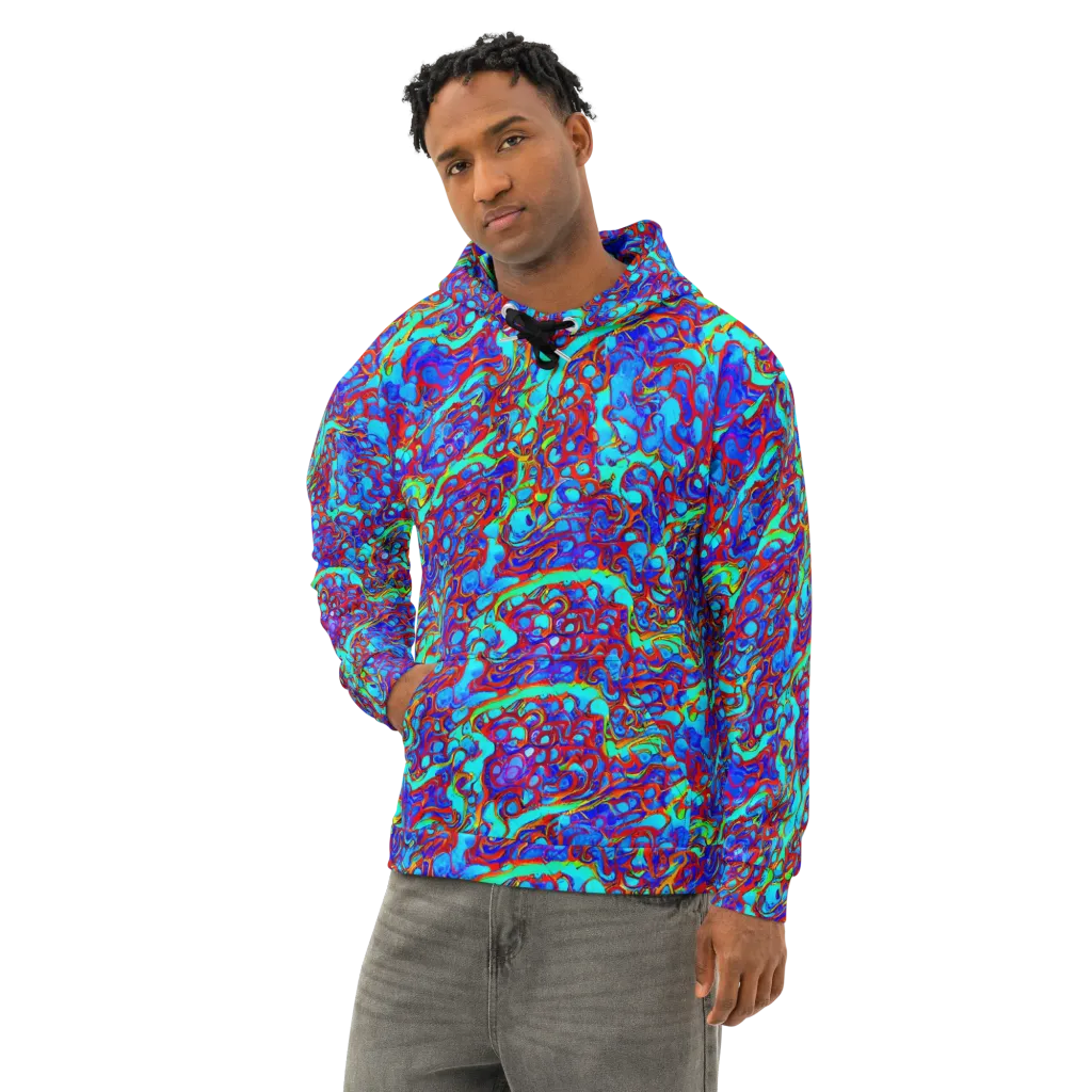 Aqua Anarchy on Cotton Hoodie — Left Front