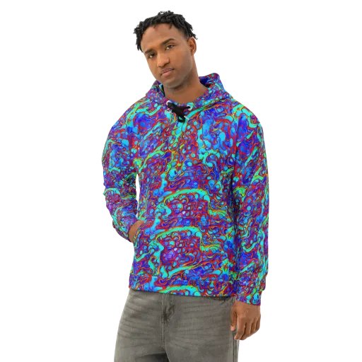 Aqua Anarchy on a Cotton Hoodie