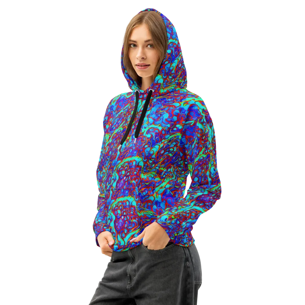 Aqua Anarchy on Cotton Hoodie — Left Front