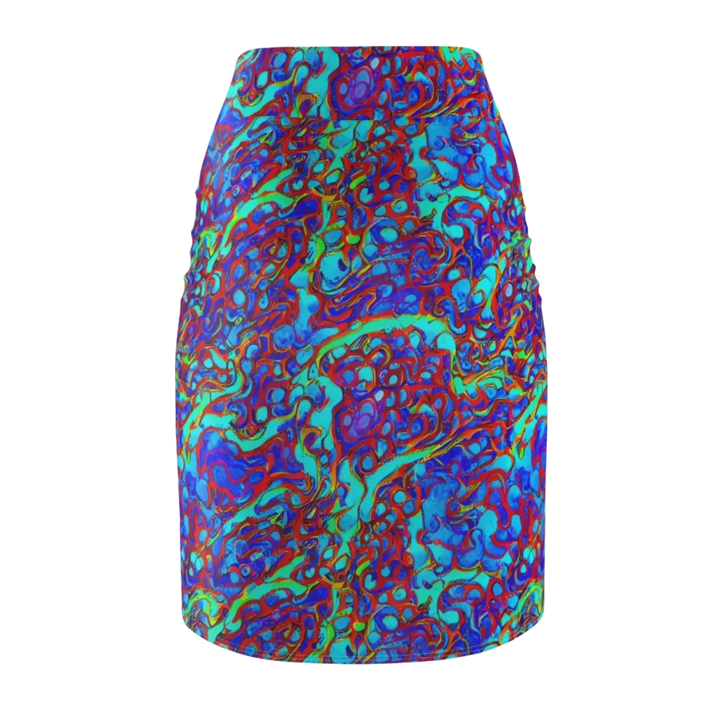 Aqua Anarchy on Pencil Skirt — Back