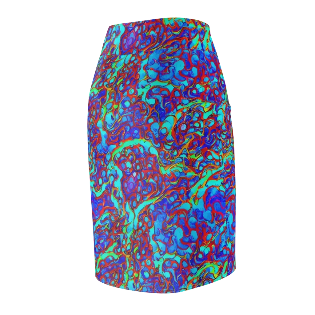 Aqua Anarchy on Pencil Skirt — Back Side