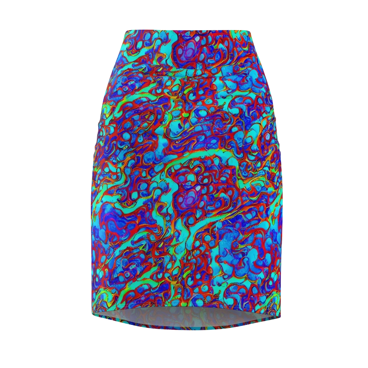 Aqua Anarchy on Pencil Skirt — Front