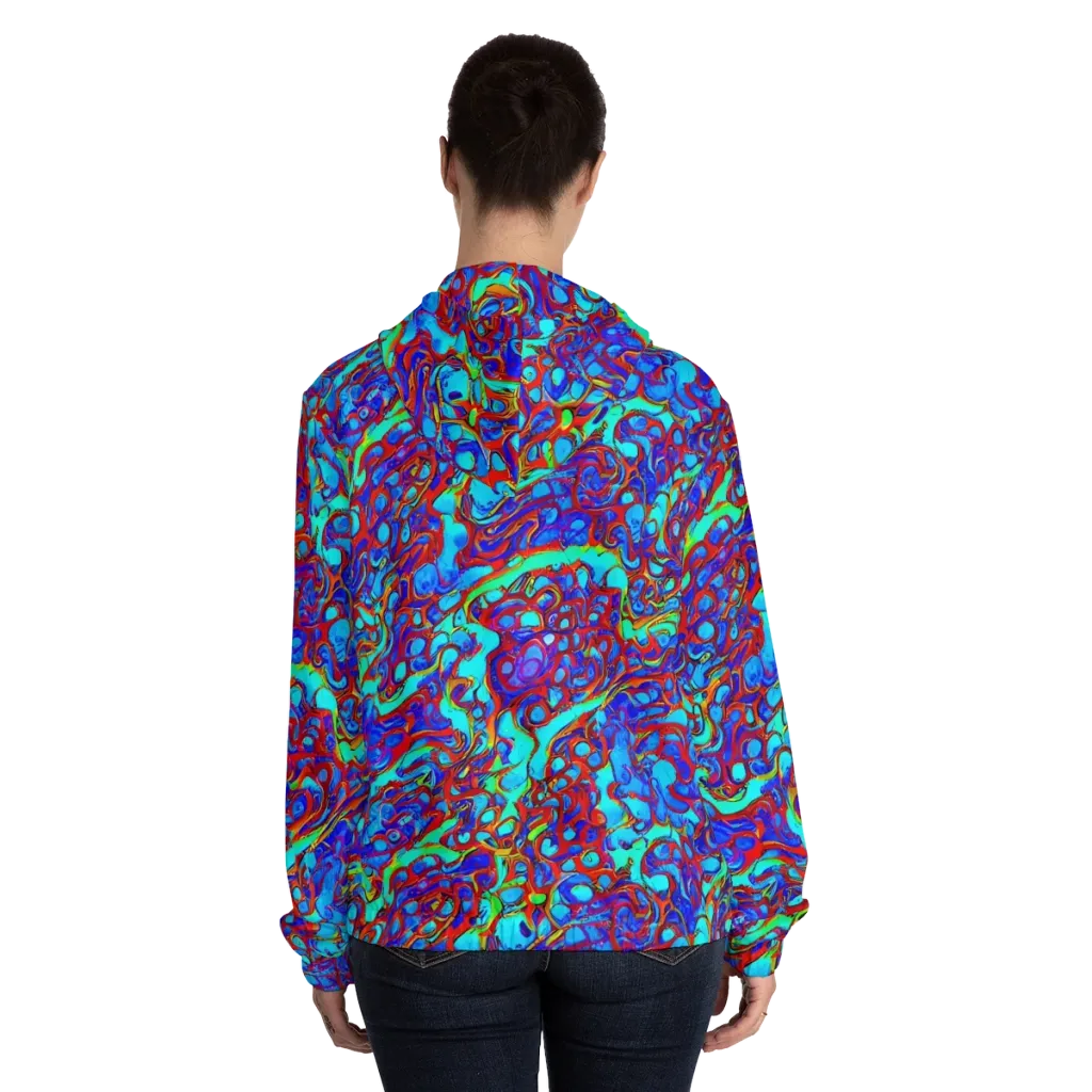 Aqua Anarchy on Women's Full-Zip Hoodie — Back On Person