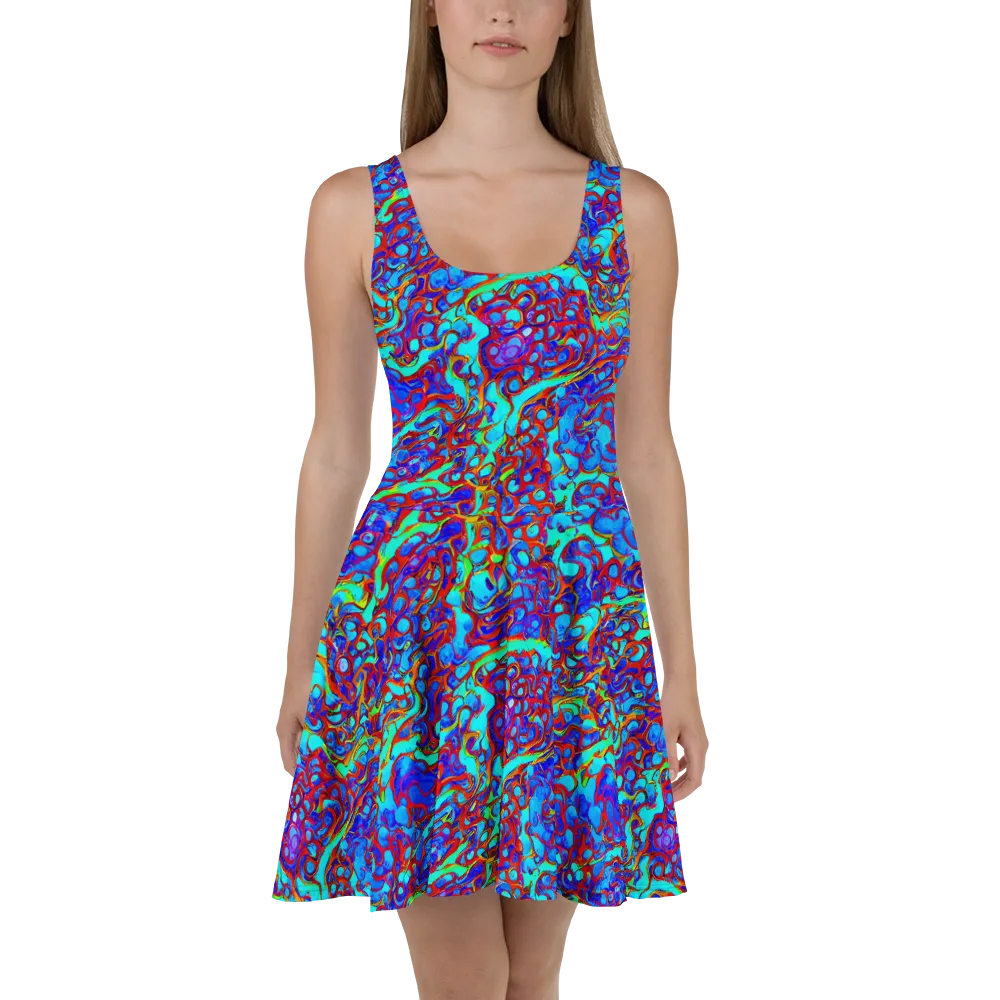 Aqua Anarchy on Skater Dress — Front