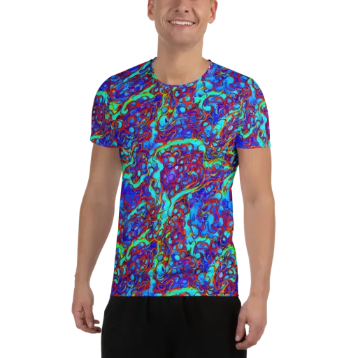 Aqua Anarchy on a Men's Athletic T-Shirt