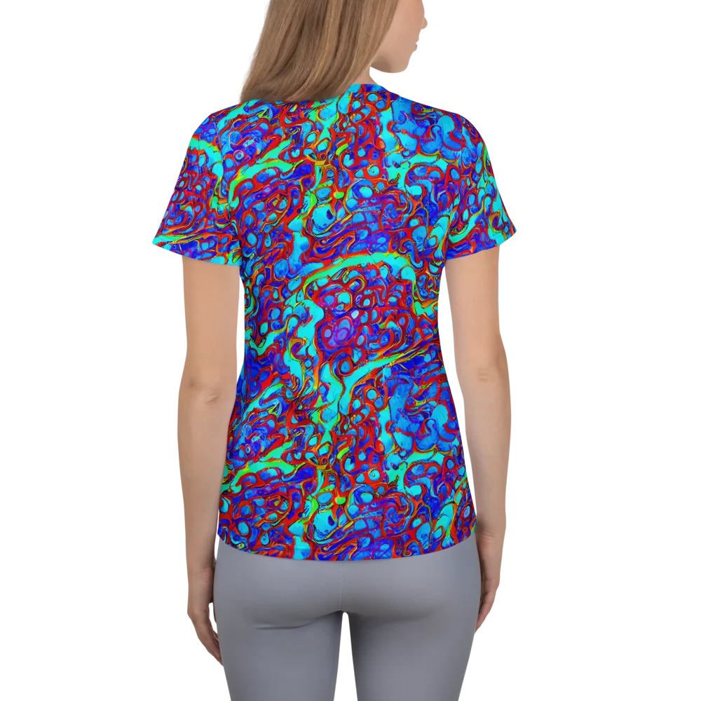 Aqua Anarchy on Women's Athletic T-Shirt — Back