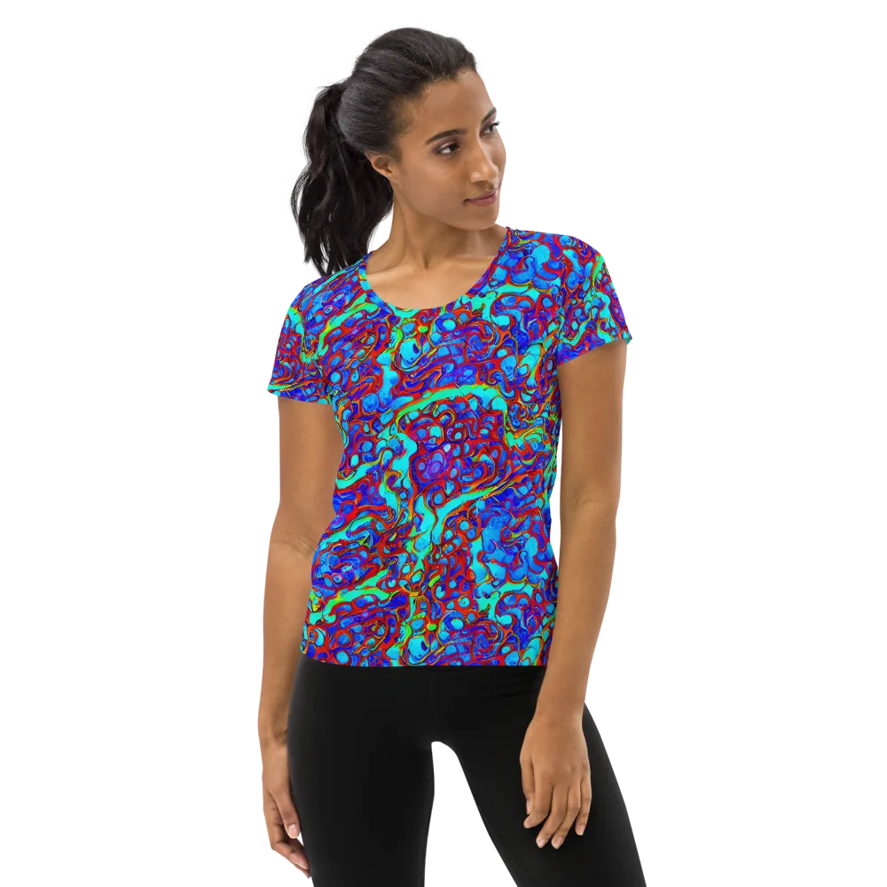 Aqua Anarchy on Women's Athletic T-Shirt — Front