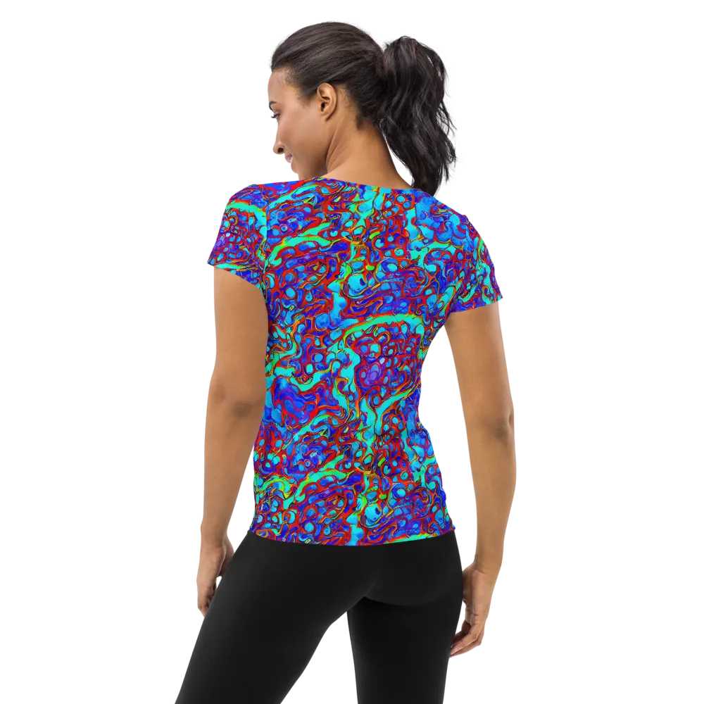 Aqua Anarchy on Women's Athletic T-Shirt — Back
