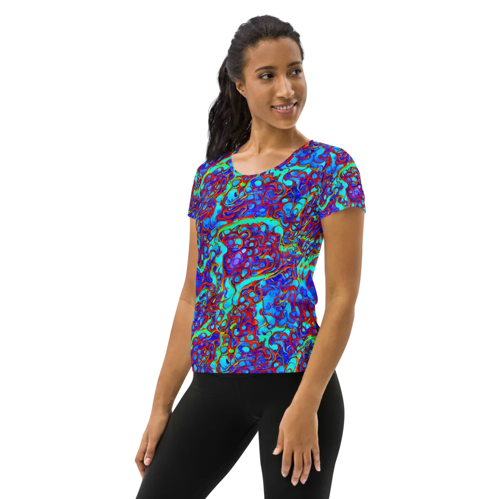 Aqua Anarchy on Women's Athletic T-Shirt — Left