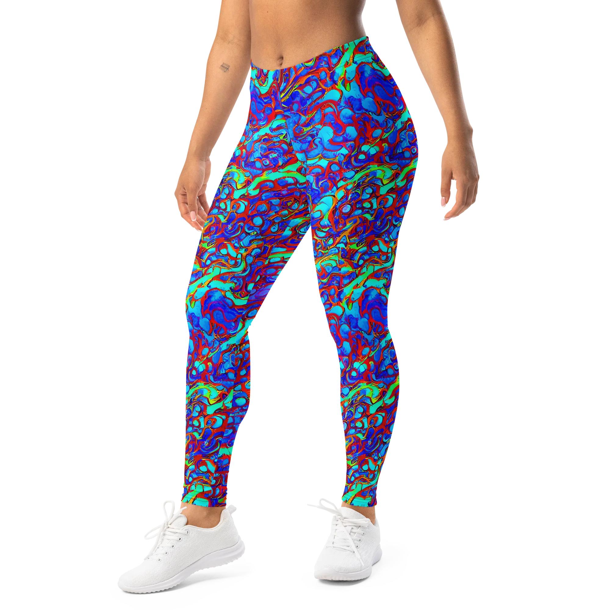 Aqua Anarchy on Leggings — Left Front