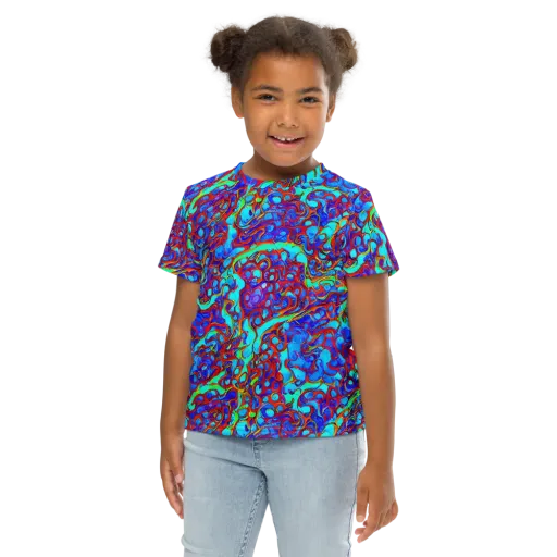 Aqua Anarchy on a Kids Crew Neck T-Shirt