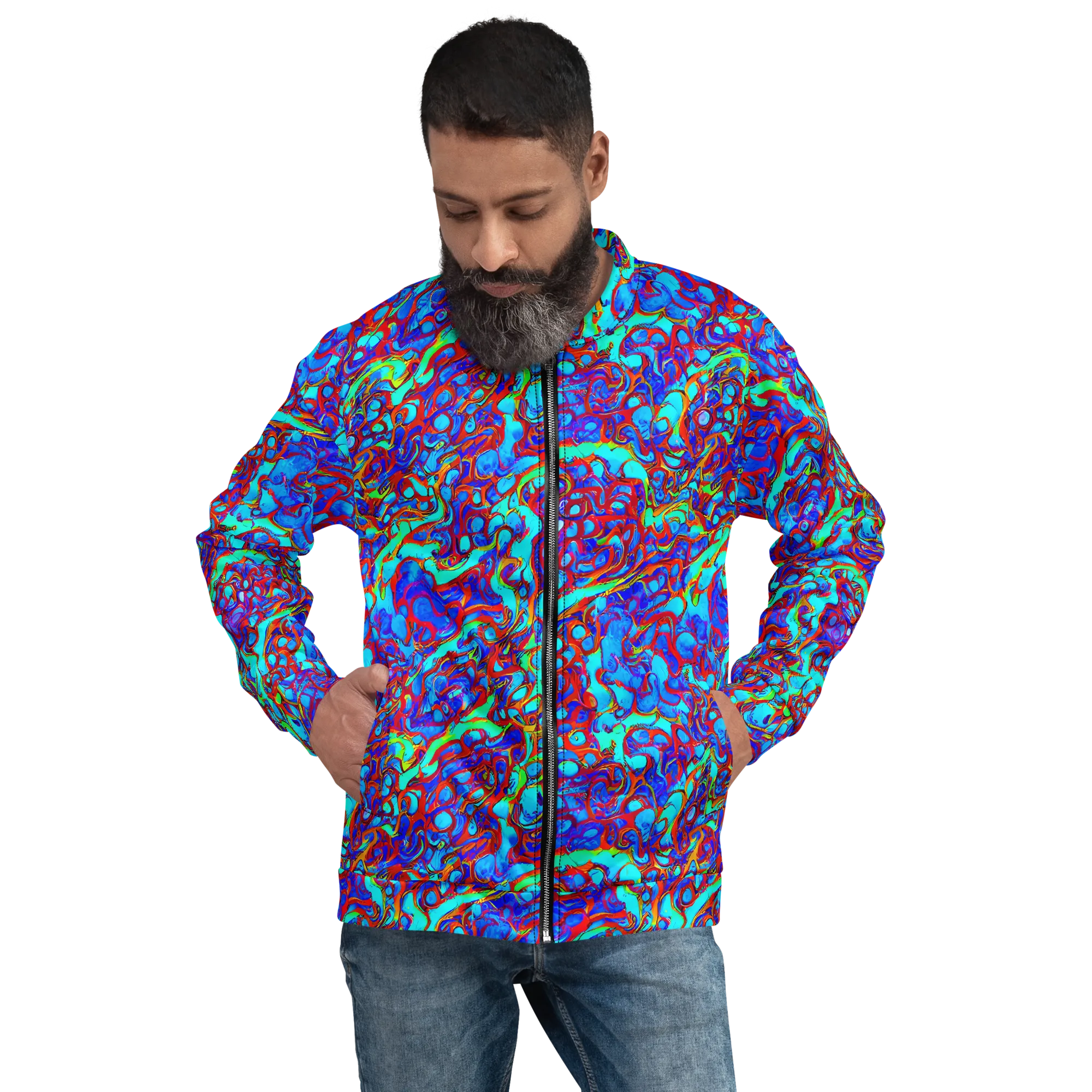 Aqua Anarchy on Bomber Jacket — Front