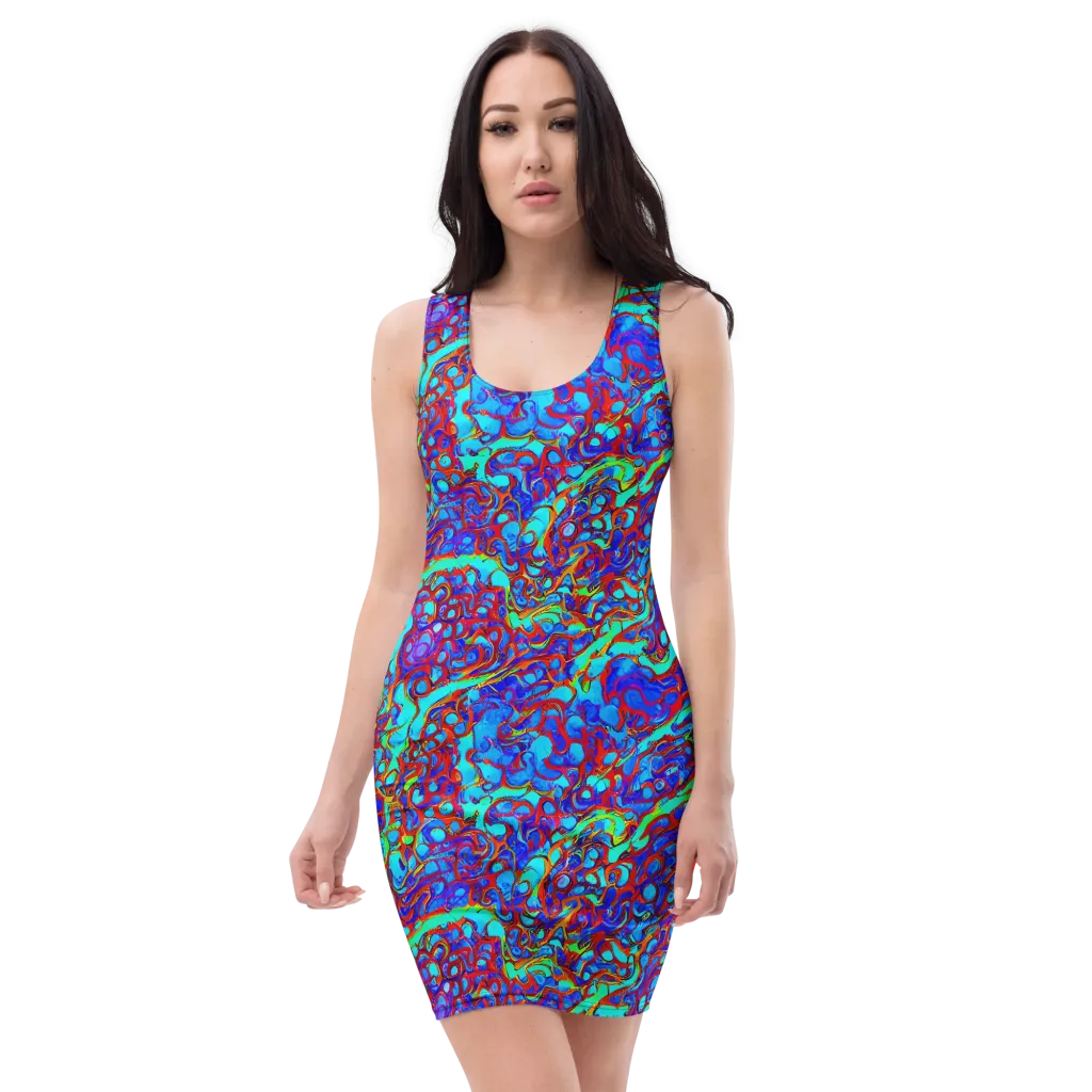 Aqua Anarchy on Bodycon Dress — Front