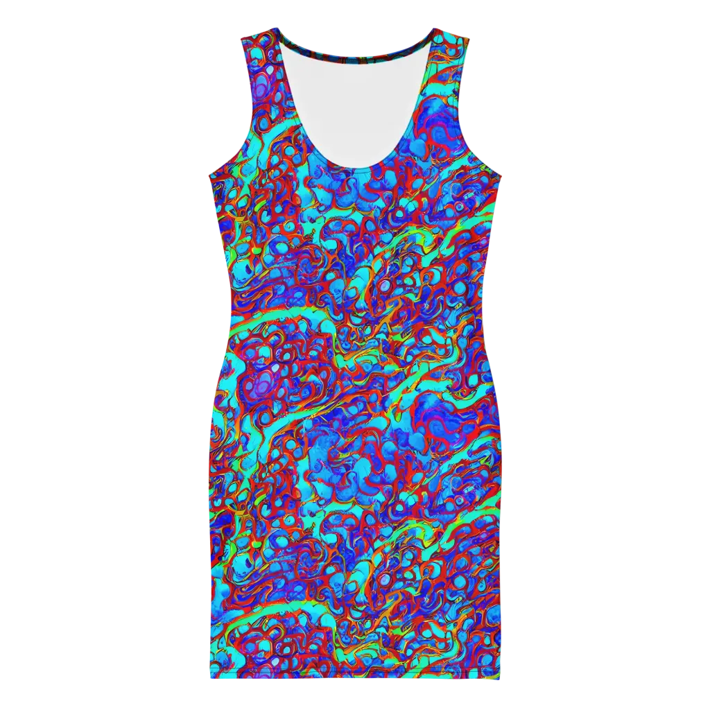 Aqua Anarchy on Bodycon Dress — Front