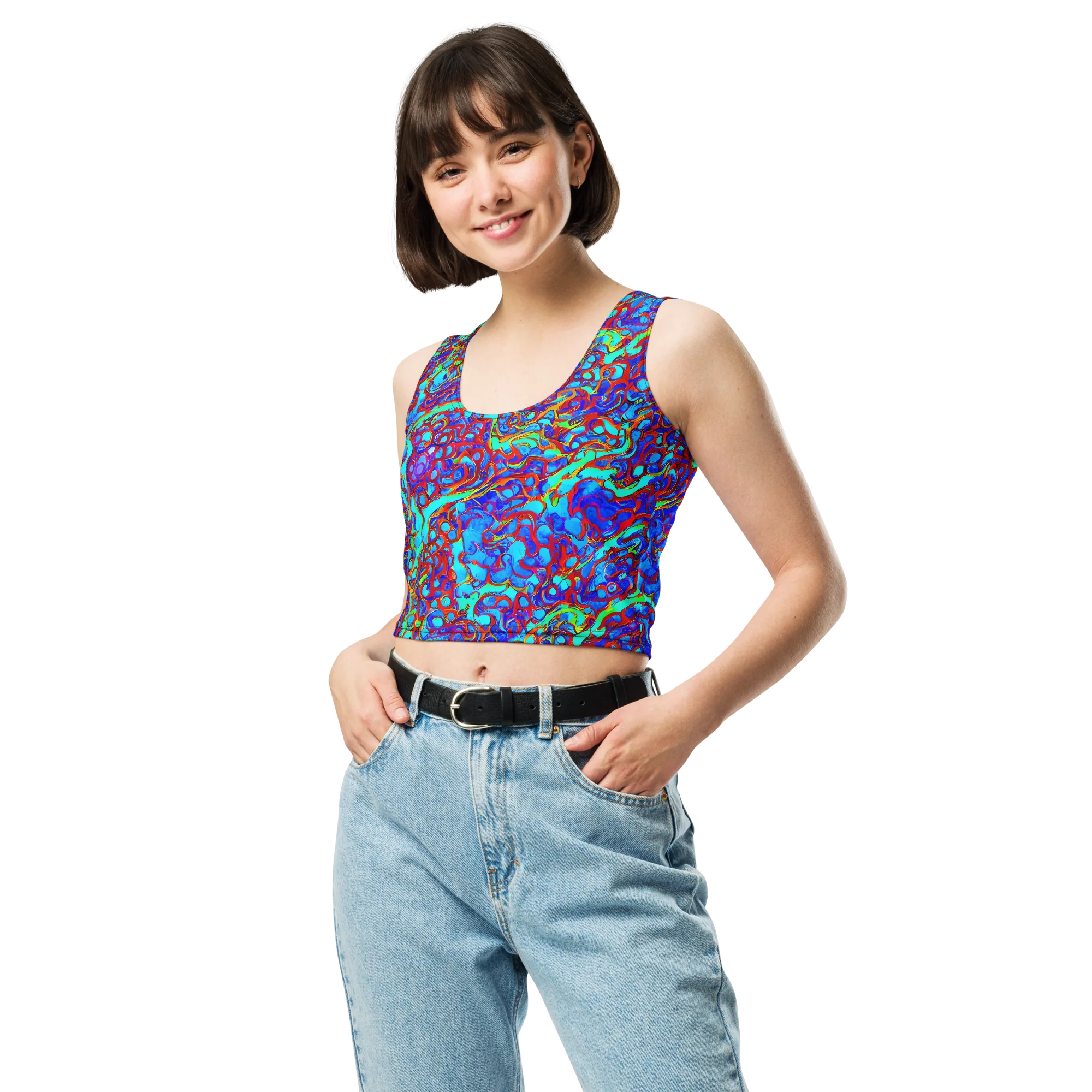 Aqua Anarchy on Crop Top — Front