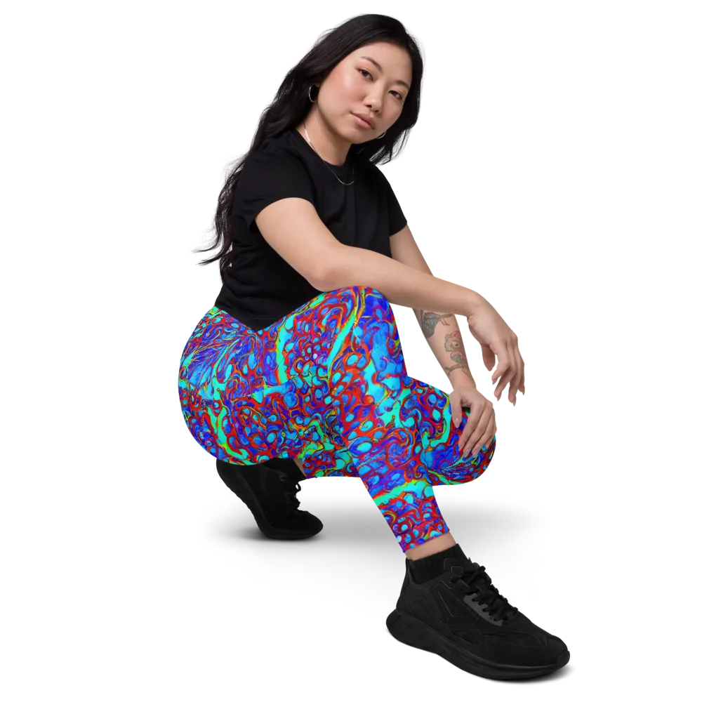 Aqua Anarchy on Leggings with Pockets — Right Front