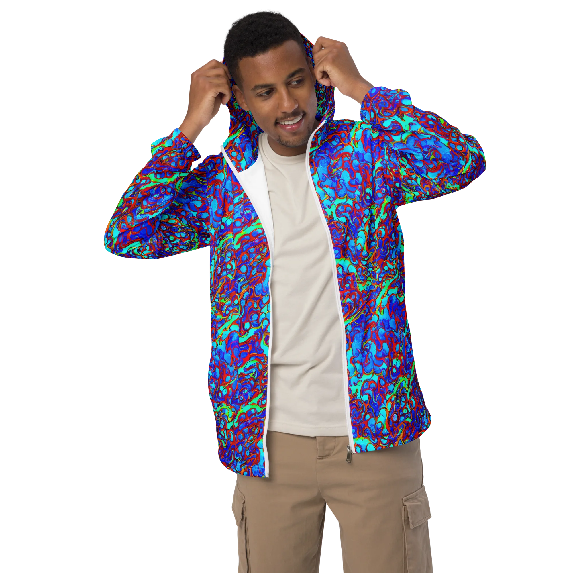 Aqua Anarchy on Men's Windbreaker — Front